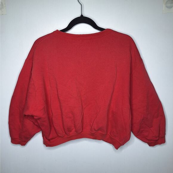Vintage 80s 90s Espirit Cropped Sweatshirt Women Medium Logo Boxy Balloon Sleeve - Picture 9 of 9